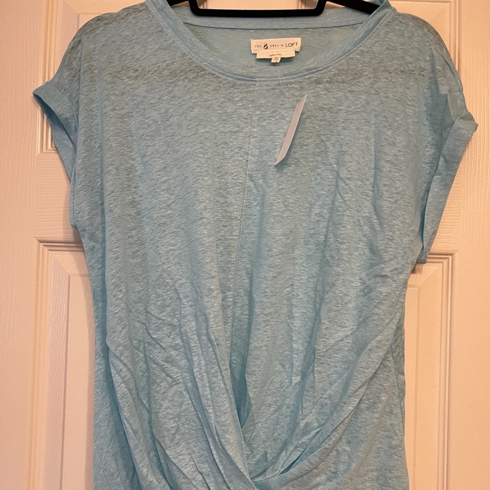Lou & Grey for Loft Linen Twist Front Tee Medium